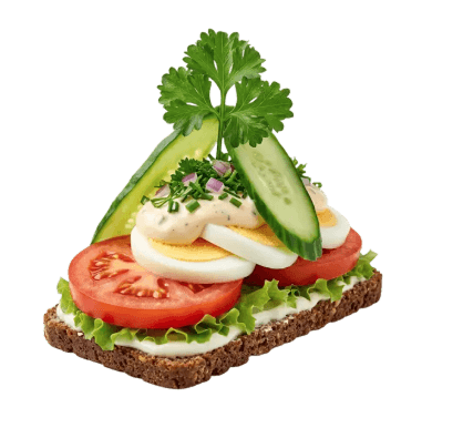 Smørrebrød m. Æg og rejer