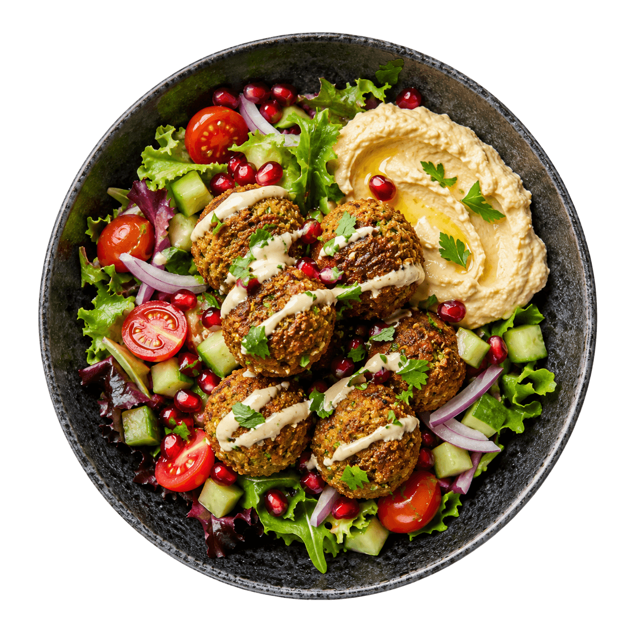 Falafel salat m. hummus (V)