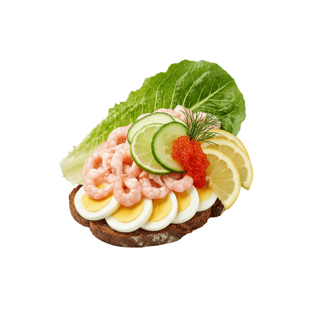 Rejer med mayo, kaviar og asparges 
